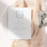 Formal Crest Dusty Blue Monogram Wedding Invitation<br><div class="desc">Formal & elegant crest monogram dusty blue wedding invitation.</div>