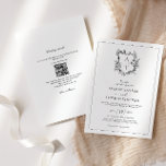 Formal Crest QR Code All In One Wedding Invitation<br><div class="desc">Formal & elegant floral crest monogram wedding invitation with QR code and more detailed information on the back.</div>