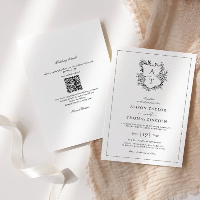Formal Crest QR Code All In One Wedding Invitation (Creator Uploaded)