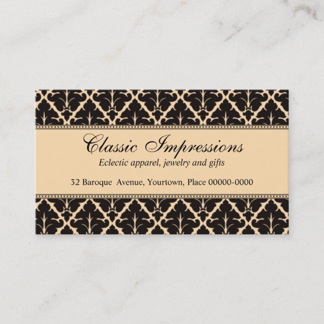 Formal Damask Business Card (Front)