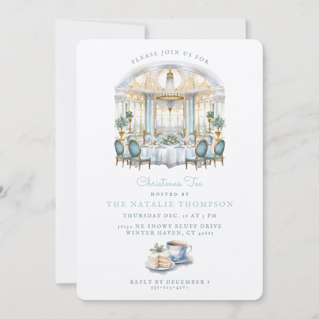 Formal Dining Room Table | Christmas Tea Invitation (Front)