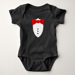 Formal Dress Up Red Tie Baby Bodysuit