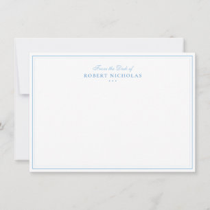 Formal Dusty blue  Script Two Border Stationery Card