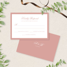 Formal Dusty Rose Border Monogram Script Wedding