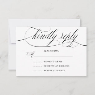 Formal Elegance Black White Typography wedding RSVP Card