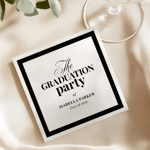 Formal Elegant Black and White Graduation Party Napkin