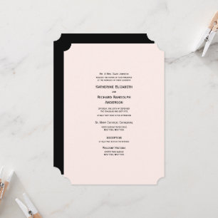 Formal & Elegant Blush & Black Ticket Wedding  Invitation