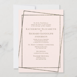 Formal & Elegant Blush & Gold Wedding Invitation