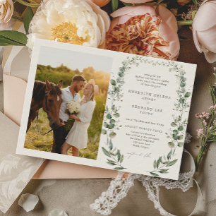 Formal Elegant Botanical Wedding Photo Horizontal Invitation