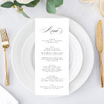 Formal Elegant Calligraphy Black Tie Wedding Menu<br><div class="desc">This menu is part of the Black Tie Collection</div>