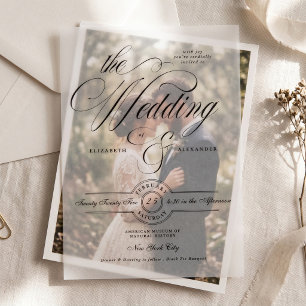 Formal Elegant Calligraphy Black Tie Wedding Vellum Invitations