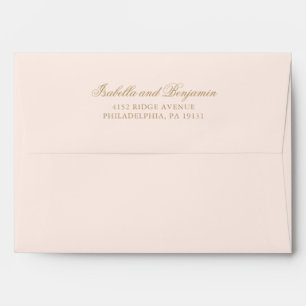 Formal Elegant Calligraphy Gold Blush Wedding Envelope