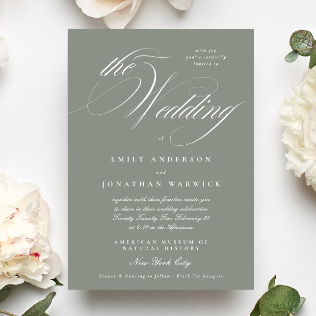 Formal Elegant Calligraphy Sage Green The Wedding Invitation (Creator Uploaded)