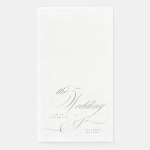 Formal Elegant Calligraphy Sage Green Wedding Napkin