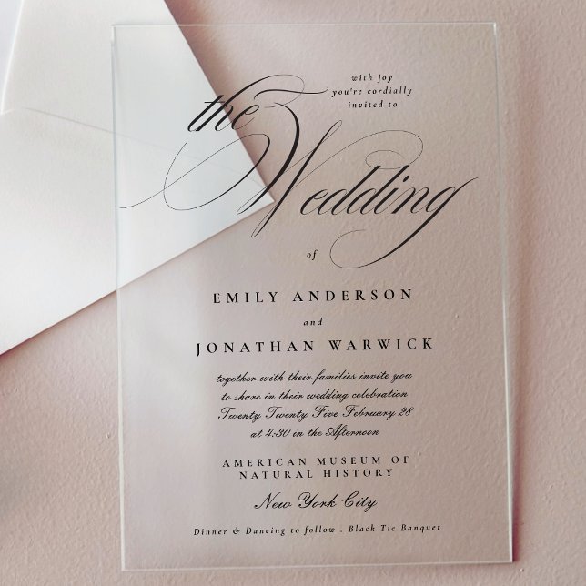 Formal Elegant Calligraphy Tuxedo The Wedding Acrylic Invitations (Creator Uploaded)