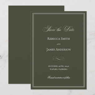 Formal Elegant Classic Dark Green Wedding Save The Date