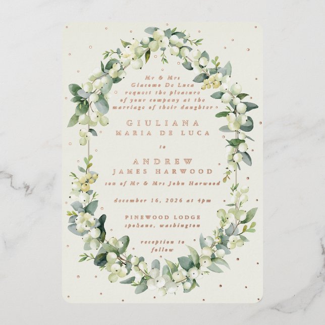 Formal Elegant Cream Snowberry+Eucalyptus Wedding (Front)