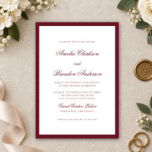 Formal Elegant Deep Burgundy Border Script Wedding
