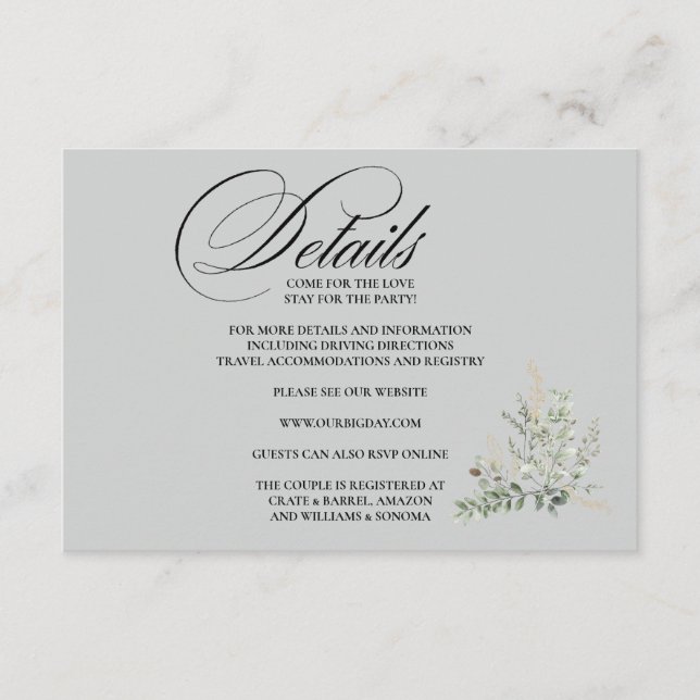Formal Elegant Enclosure Card Details (Front)