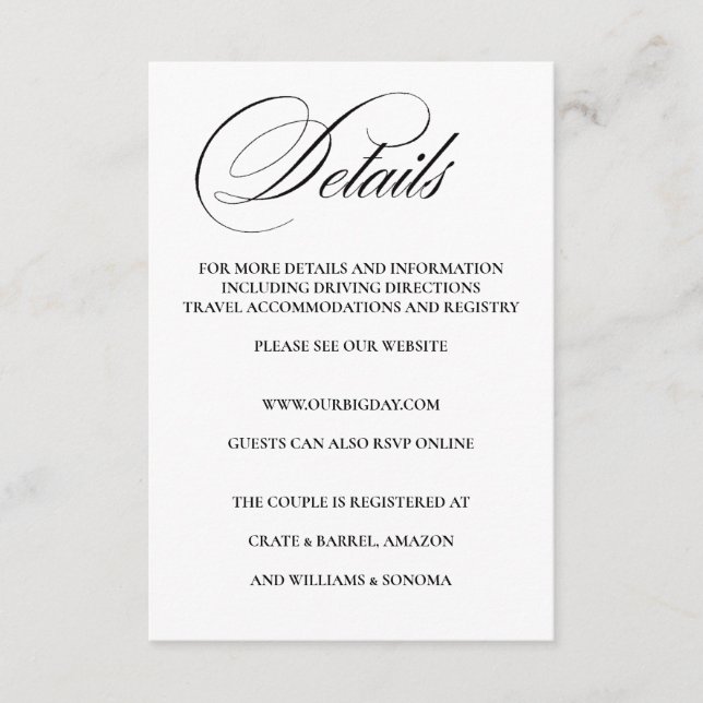 Formal Elegant Enclosure Card Details (Front)