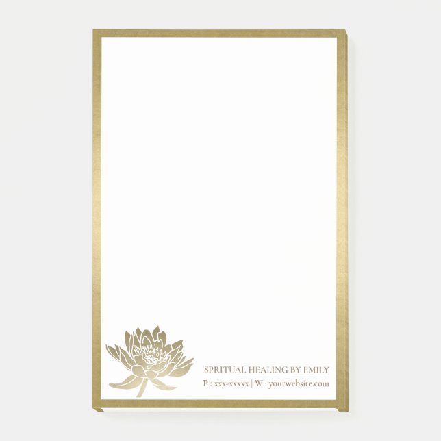 FORMAL ELEGANT FAUX GOLD  LOTUS FLORAL BUSINESS POST-IT NOTES (Front)
