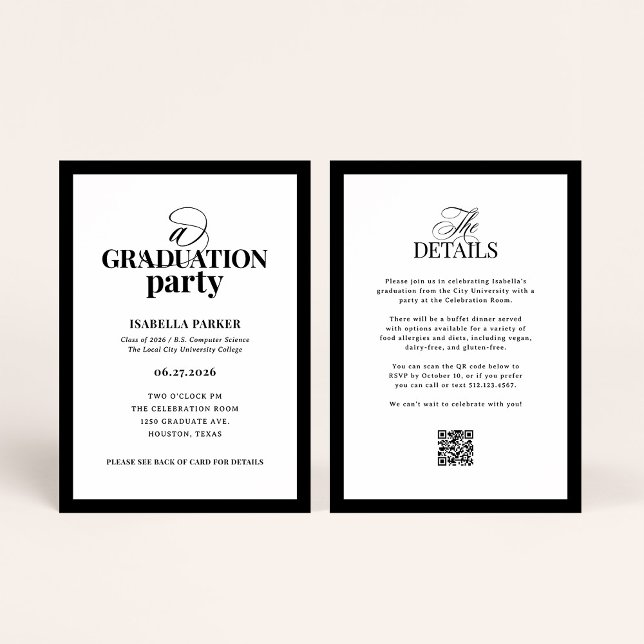 Formal Elegant Graduation Party | RSVP QR Code Invitation (Creator Uploaded)