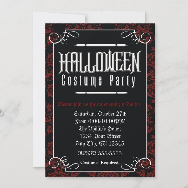 Formal Elegant Halloween Costume Party Invitation (Front)