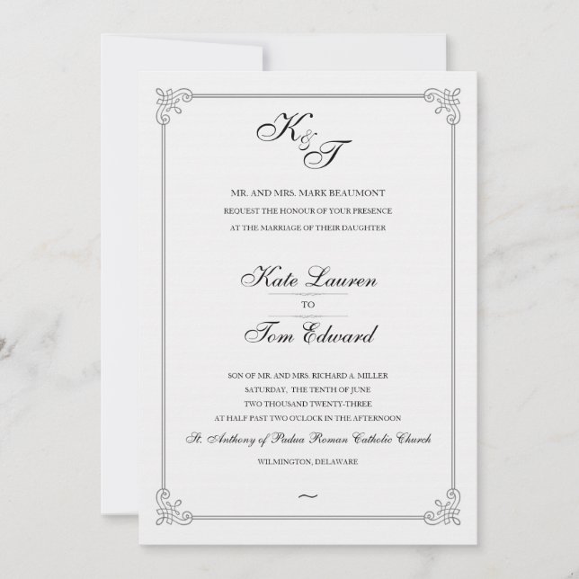 Formal Elegant Monogram | Wedding Invitation (Front)