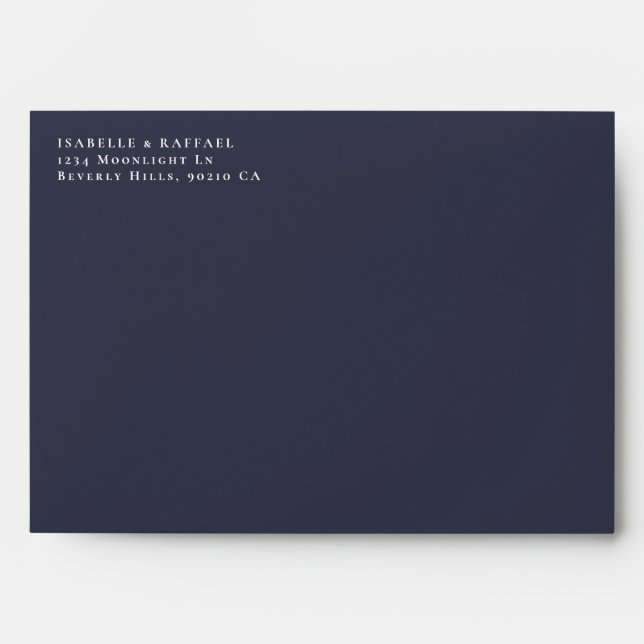 Formal Elegant Navy Blue Multiple Location Wedding Envelope (Front)