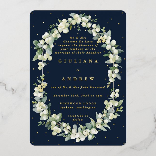 Formal Elegant Navy Snowberry+Eucalyptus Wedding (Front)