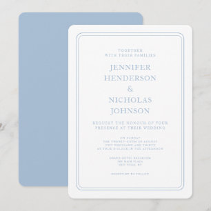 Formal Elegant Powder Blue Wedding Invitation