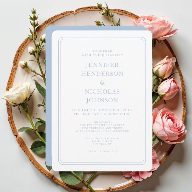 Formal Elegant Powder Blue Wedding Invitation (Formal Elegant Powder Blue Wedding Invitation)