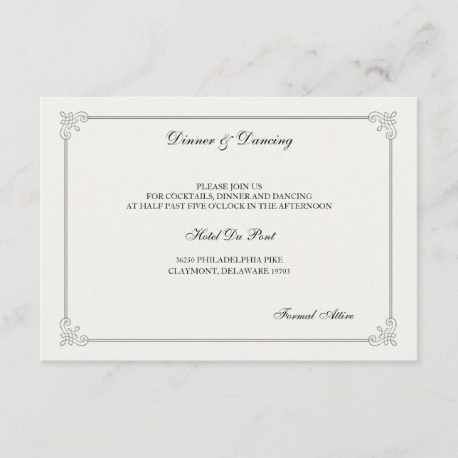Formal Elegant | Reception Card (Front)