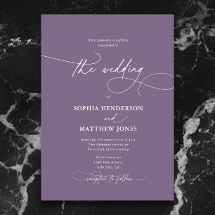 Formal Elegant Script Dusty Lilac Wedding