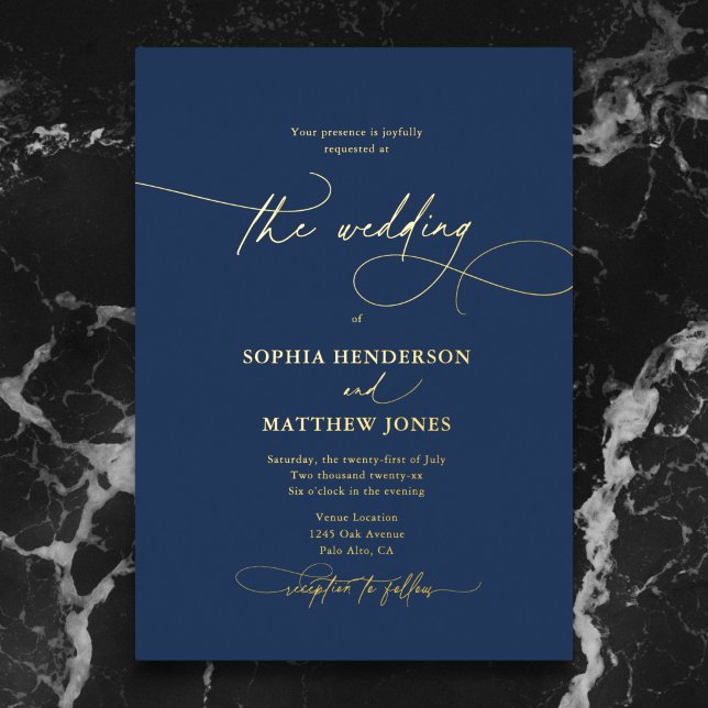 Formal Elegant Script Navy Blue Wedding (Creator Uploaded)