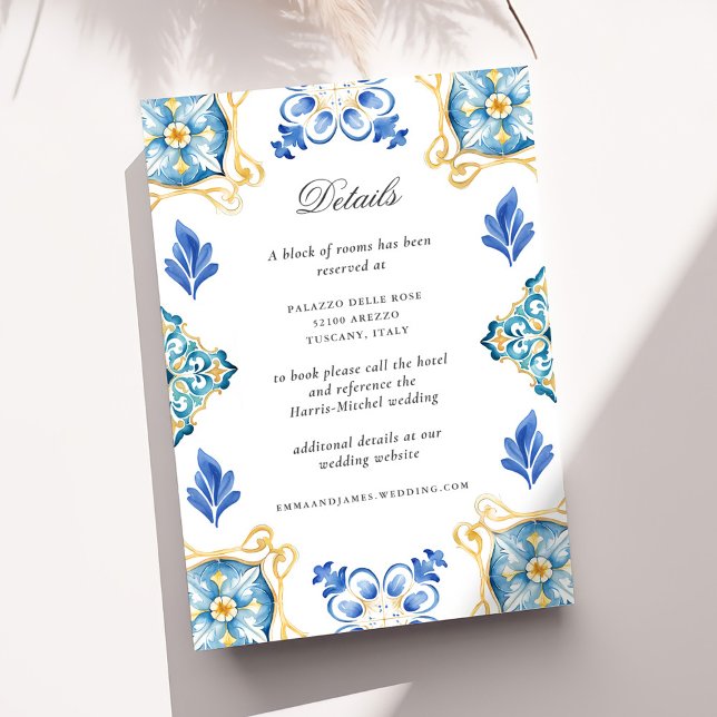 Formal Elegant Watercolor Italian Wedding Details  Enclosure Card (Creator Uploaded)