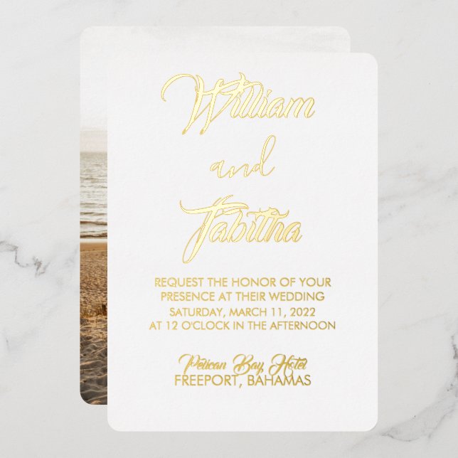 Formal Elegant Wedding Foil Invitation (Front/Back)