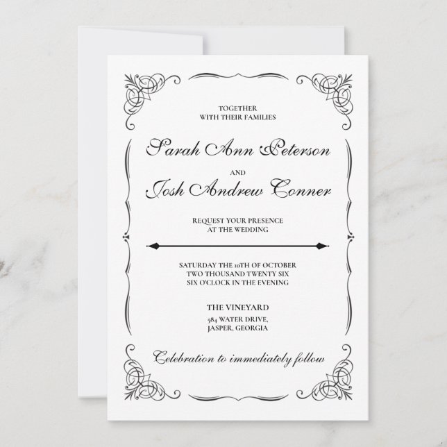 Formal Elegant Wedding Invitation (Front)