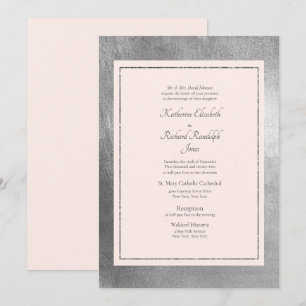 Formal & Elegant Wedding Pink & Silver Invitation