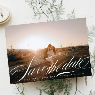 Formal Elegant White Calligraphy QR Code Photo Save The Date