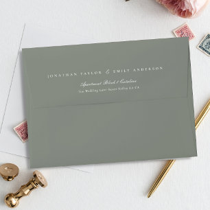 Formal Elegant White Text and Grey Green Envelope