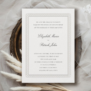 Formal Elevated Lys Ivory Modern Classic Wedding Invitation