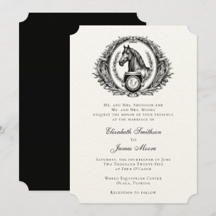 Formal Equestrian Horse Monogram Crest Wedding Invitation