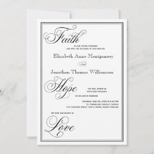 Formal Faith Hope Love Script Wedding Invitation