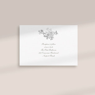Formal Faux Embossed Peony Ivory Reception Wedding Enclosure Card