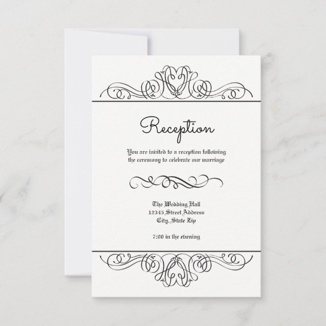 Formal Floral Flourish - Reception Invitation (Front)