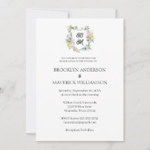 Formal Floral Monogram Crest Wedding