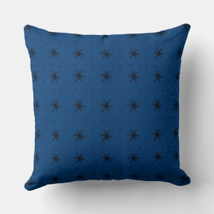 Formal Floral Square Conundrum Blue Black Cushion