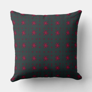 Formal Floral Square Conundrum Dark Teal Green Red Cushion