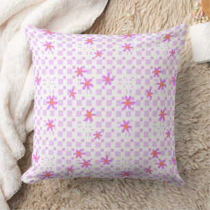 Formal Floral Square Conundrum - Lilac Pink Orange Cushion